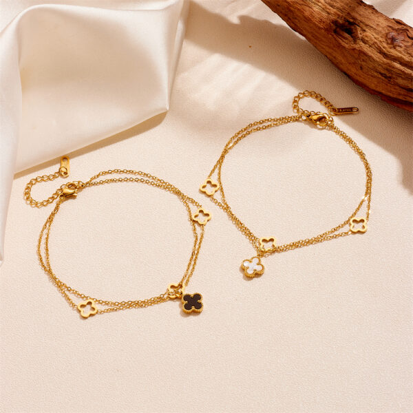 Golden Clover Charm Anklet - Image 4