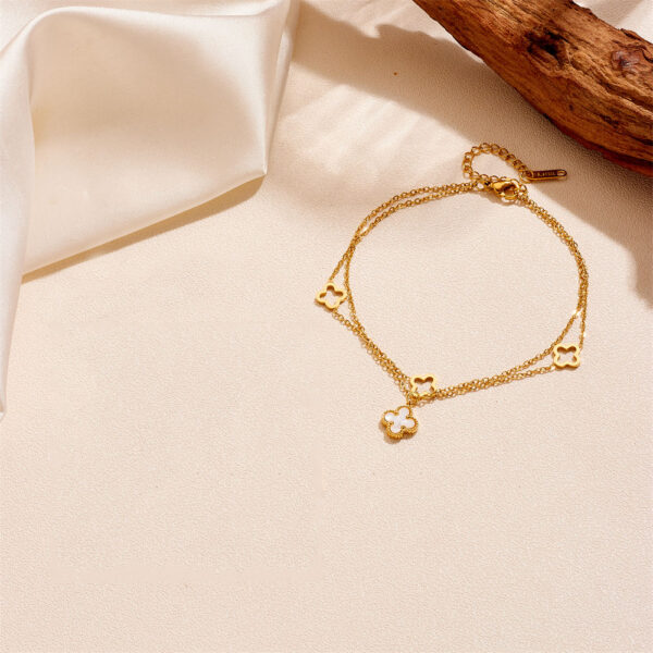 Golden Clover Charm Anklet - Image 2