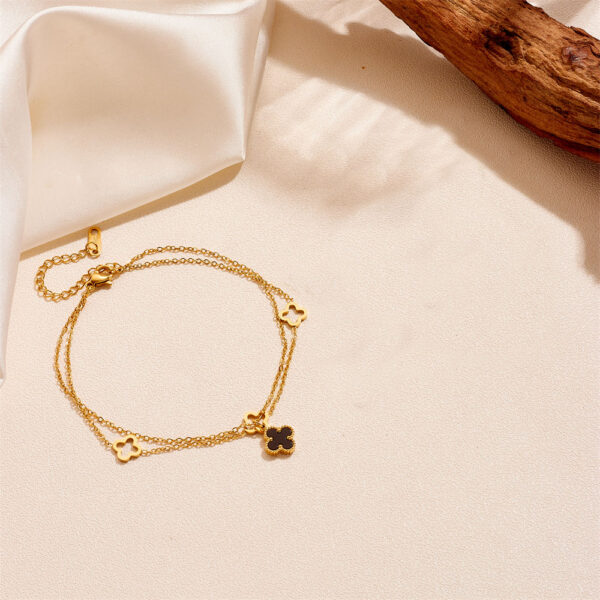 Golden Clover Charm Anklet - Image 3