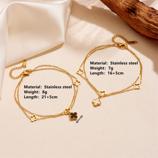 Golden Clover Charm Anklet - Image 5